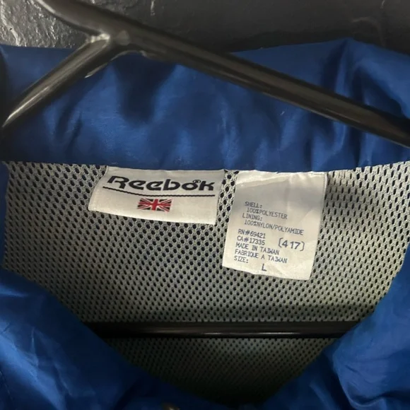 Vintage British Reebok Jacket Mens L Blue Yellow Pullover Union Jack Logo 90's - Picture 6 of 6